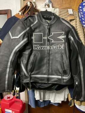 Kawasaki Branded Genuine Leather Motorcycle Racing Jacket with CE Armor